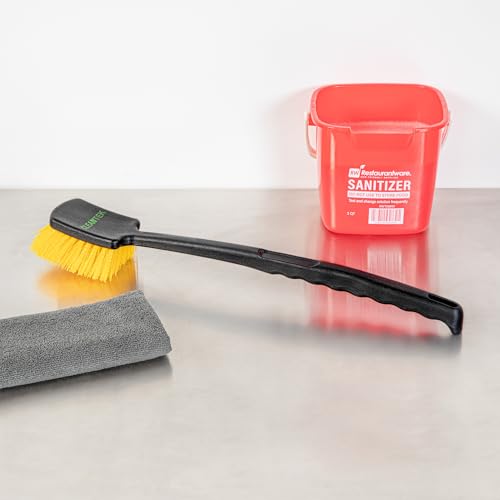 Restaurantware Scrub Brush 4 Count of 20 Inch Long Handled Scrubbing Brush, Ergonomic Design, Stiff Yellow Plastic Bristles, for Commercial Kitchen, Restaurant Or Home - size: 20 1/2"