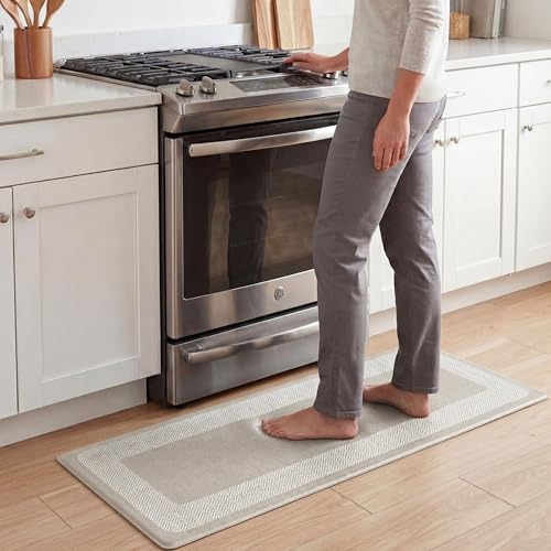 Chef Gear Hettie Anti Fatigue Cushioned Kitchen Mat 18"x48" Beige - color: Beige, size: 48"L x 18"W x 0.3"Th