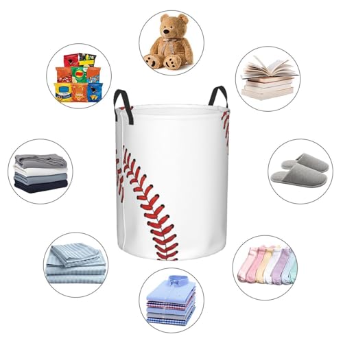 Laundry Basket Baseball Ball Collapsible Large Capacity,Dirty Clothes Basket Durable Lightweight Hamper With Handles Ideal For Clothes,Toys Home Organization19.6"L x 15.7"W,63L - color: baseball