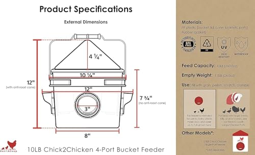 RentACoop Chick2Chicken 10lb Feeder & 2 Gal Waterer Set - 2025 Version - size: Without Stand