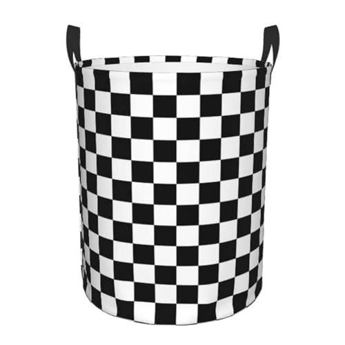 Laundry Basket Black And White Checkered Collapsible,63L Dirty Clothes Basket Durable Lightweight Hamper With Handles Ideal For Clothes,Toys Home Organization size19.6"L x 15.7"W - color: Checkered