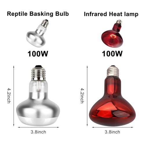 DXOPHIEX 15inch Dual Reptile Light Fixture Dual Dome Reptile Heat Lamp | Max 150W, with 100W Basking Bulb&Infrared Heat Lamp, UVB Light Fixture for Terrarium and Tortoise Habitat - size: 15inch with basking bulb and infrared heat lamp