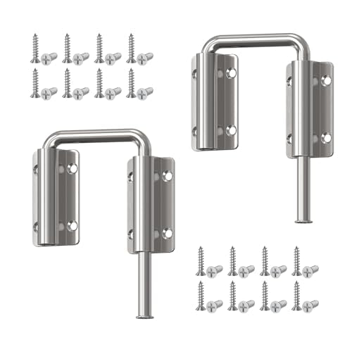 Upgraded Sliding Door Loop Lock, Gate Latches, Silver-2PCS | 90/180 Degree Patio-Security U-Bolt Latch Lock for Barn Door, Closet, Fence, Window, Multi-Angle, Aluminum Alloy - color: Silver-2PCS