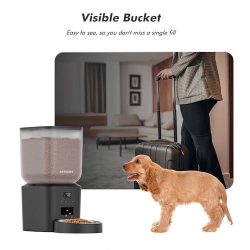Automatic Dog Feeder - 8L/34 Cups Large Capacity Automatic Cat Food Dispenser with LCD Screen, Large Food Tray, Battery Operated, Timed Cat Feeder, Up to 50 Portions 6 Meals Per Day, Keeps Fresh - color: Matte Black