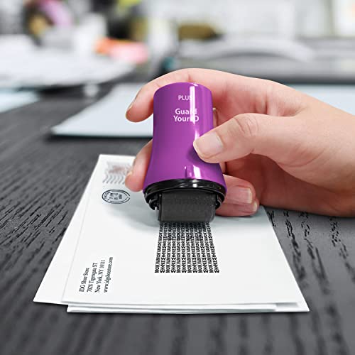 Guard Your ID Wide Identity Theft Protection Roller Stamp, 3-Pack for Mail - color: Purple, size: Wide 3-Pack