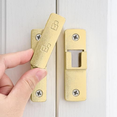 Gold 180 Degree Zinc Alloy Barn Door Latch, Flip Gate Lock | Sliding Door Latch Lock,for bedroom,garage,balcony,barn,bathroom,drawer,Wine Cabinet,window,cabinet,pet enclosures - color: Gold_180 Degree