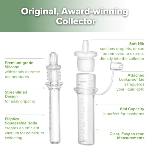 haakaa Silicone Colostrum Collector 6ml/6pcs Pack | World-first design, 3-in-1 Collector, Safe food-grade silicone-BPA Free, Ready-to-use pack,Replace disposable syringes - size: 6 Count (Pack of 1)-6ml
