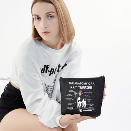 LEVLO Funny Rat Terrier Lovers Gifts: The Anatomy of A Rat Terrier Cosmetic Bags for Veterinary Mom Travel Toiletry (Black) - color: Rat Terrier-Black