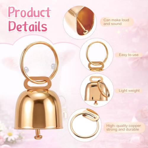 2 Pack Goat Collars with Bells Pink Bow Pattern Cute Sheep Grazing Copper Bells and Adjustable Nylon Collar Set Loud Bronze Bell Small Farm Animal Sheep Cow Accessories Supplies - style: Bow