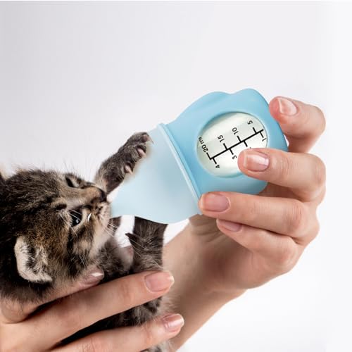Ergonomic Pet Nursing Bottle,Puppy Bottles for Nursing Puppy Milk - 20ml Slow Flow Kitten Bottle Feeding kit for Newborn Kittens/Puppies/Small Animals, Easy-Clean Silicone Feeder (‌Blue‌) - color: ‌Carolina Blue‌