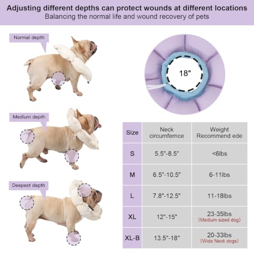 Dog Cone Collar Stress-Free Recovery Cone Alternative: Adjustable Depth & Diameter for Wide-Neck Dogs (Pugs, Bulldogs, Bullies) Purple Flower XL-B - color: purple, size: XL-B