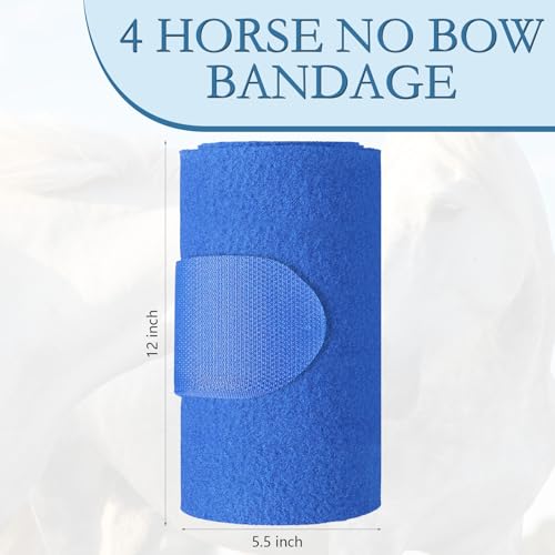 Set of 4 Horse No Bow Bandage 3D Contoured Standing Wrap Bandages Stable Nylon Horse Leg Wraps for Helping Prevent Horse from Tendon Damage and Keep Horses Clean and Safe (Dark Blue) - color: Dark Blue