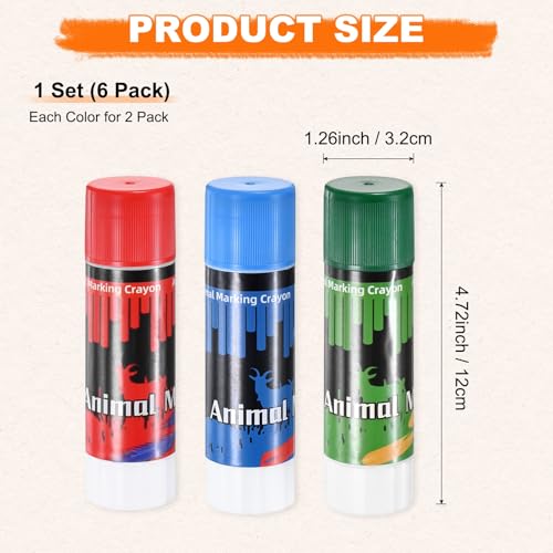 M METERXITY 6-Pack Livestock Marker, 11.6 Cm/4.6 Inches Large Animal Crayons for Pig/Cattle/Cow/Sheep Supplies, Farming Livestock Marking Crayons [Green/Red/Blue] - color: Green/Red/Blue