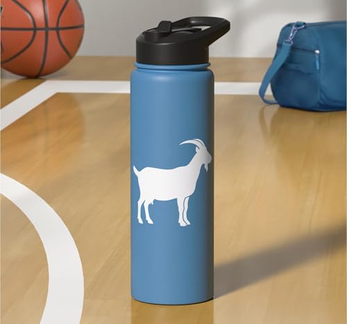 White Goat Silhouette Farm Animal For Kids Playful Barnyard Stainless Steel Insulated Water Bottle - color: Light Blue