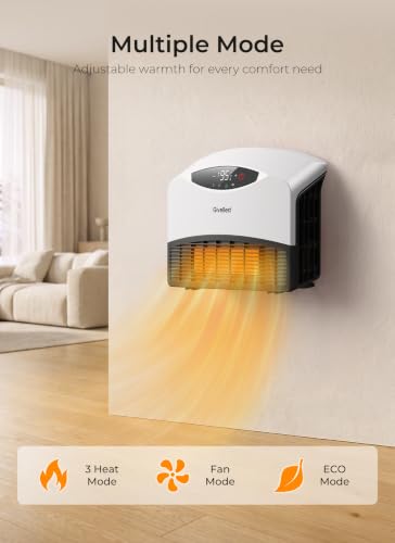GiveBest 1500W Electric Wall Heater with WiFi & Remote Control | Wall-Mounted, Large Room Coverage, 3 Heating Modes, Fast Heating, Thermostat, 24 H Timer, Works with Alexa for Indoor Use - color: White