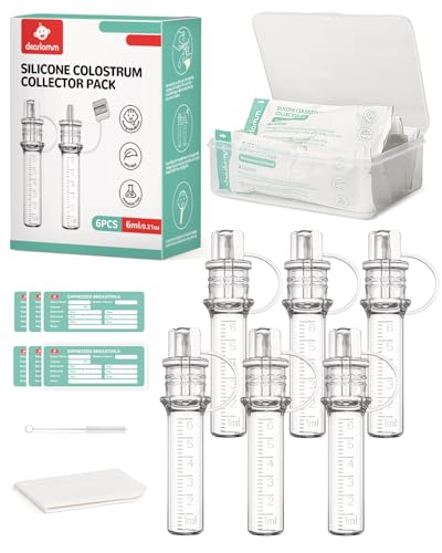 dearlomum 6ml/6pcs Large Capacity Colostrum Collector | Reusable Breast Milk Collector Kit with Storage Case & Cotton Wipe, Portable BPA Free - size: 6 Count