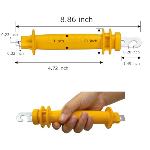 Electric Fence Rubber Gate 20 Pack - Electric Fence Spring Handles Insulated Plastic Handle for Garden Farm Heavy Stamped Steel Hook, Yellow - size: 20 pcs