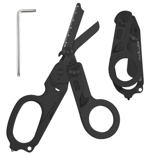 6-in-1 Heavy-Duty Emergency trauma shears(Pitch black) - color: Pitch Black