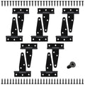 RUGLAMZHIP 10 Pcs 3 Inch Strap Hinges Black Heavy Duty | T Strap & Barn Door Hinges for Gates, Shed Doors, Outdoor Fences. Durable Hardware for Wooden Fences, Tee Hinge Design.