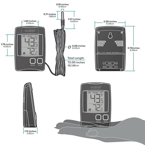La Crosse Technology 314-1410 Battery Operated Digital Thermometer with Wired Probe