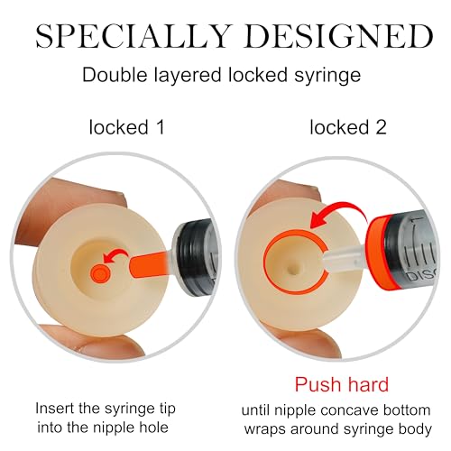 Doggiema Bionic Silicone Feeding Nipple and Syringes for Newborn Kittens | three sizes nipple suitable for kittens at different growth stages, effectivefor newborn kittens and bunny,Bionic Nipple - size: Replacement Nipple (5 Nipple+3 Syringes)