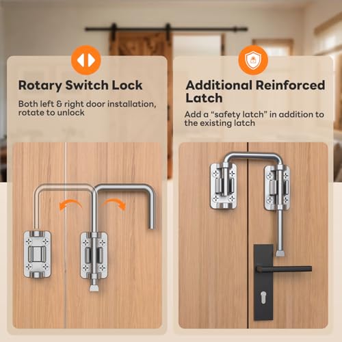 Sliding Door Loop Lock, 2-3/8 Inch Door Latch Lock, Silver,1PC | Patio Sliding Door Latch, 7mm Solid Stainless Steel, Door Lock for Barn, Screen, Fence, Garden, Shed, Multi Angle Fit - color: Silver-1PC