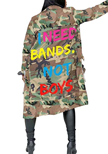Vakkest Camo Blazer Jacket for Women Lapel Long Sleeve Open Front Cardigan Coat Classic Pockets Overcoat Outwear - color: C#green, size: X-Large