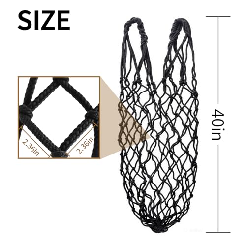2 pcs 40" Hay Net for Horses, Made from Durable Nylon Rop, Regulate Intake of Hay hence Improve Digestion,for Horses Goat Sheep Hanging Slow Feed Hay Bag (Black 2) - color: Black 2