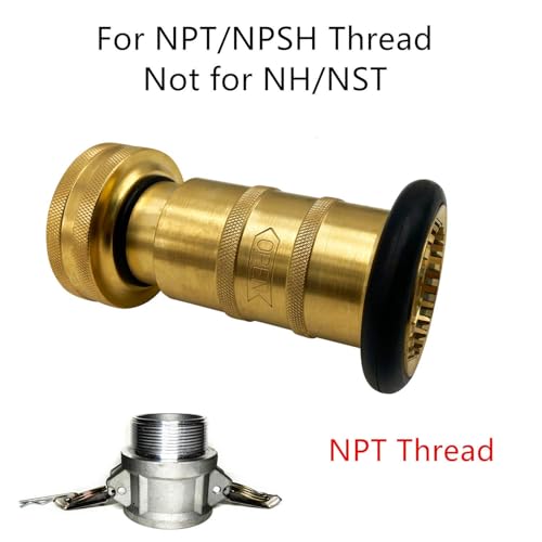 SAFBY Fire Hose Nozzle Brass Fire Equipment Spray Jet Fog (1.5" NPT/NPSH) - color: Yellow, size: 1.5 inch NPSH