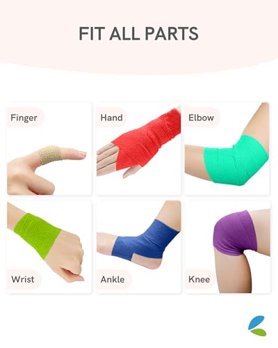 FriCARE Self Adhesive Bandage Wrap, Medical Tape in First Aid Kit | Elastic Cohesive Bandages for Sports/Vet/Wrist Ankle Wounds, 2 Inches X 5 Yards, Latex-free 6 Rolls, Mystic Twilight - color: Mystic Twilight
