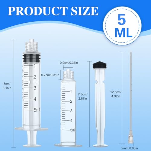 30 Pack 5ml Luer Lock Syringe - Syringes for Liquid with Soft Tube | Individually Pcakaged，Scientific Labs and Measuring, Refilling Inks - style: 5ml - 2.0mm Tube