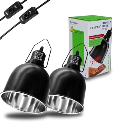 5.5-Inch Reptile Heat Lamp Fixture (2 Packs) Dual-Switch Reptile Light Fixture Reptile Heat lamp Single Fixture Max 200W Power E26