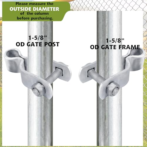 4 Pack 1-5/8" Chain Link Fence Frame Gate Post Female Hinge, Galvanized Steel Gate Hinge for Fence Posts, Bolts & Nuts Included - size: 1-5/8" Female