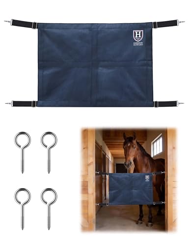 Harrison Howard Stall Guard for Horse Barn with Adjustable Straps and Sturdy Spring Hooks Included Horse Stall Guard, Navy - color: Navy