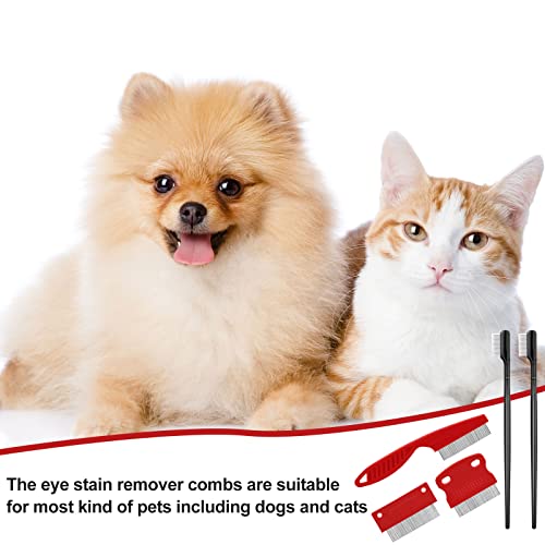 5 Pieces Dog Eye Combs Tear Stain Remover Combs Pet Grooming Comb for Small Dogs Gently Removing Eye Mucus and Crust (Red, Black) - color: Black