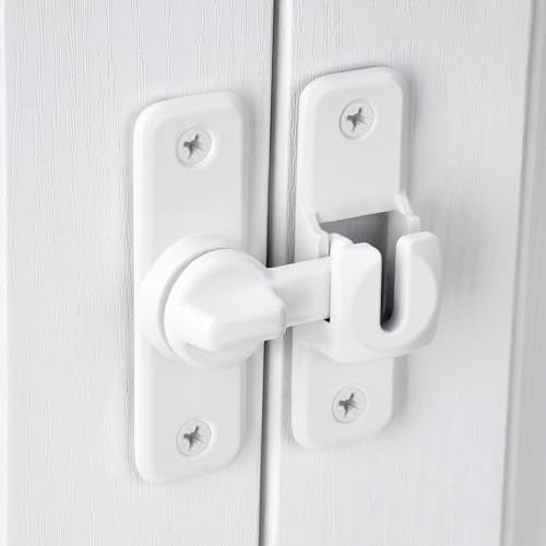 2 Pcs White 90/180 Degree Flip Latch,Zinc Alloy Barn Door Latch | Right Angle Door Lock Latch,Sliding Door Latch Lock,for Cabinets,Bedroom,Fence Gates,Window,Garden,Garage,Pet Cage - color: White