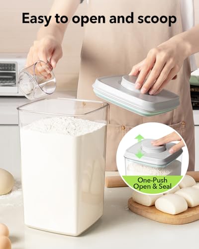Ankou Airtight Food Storage Container with Pop Lid & 130ml Scoop, 4L/4.2qt *2 BPA-Free Cereal, Rice, Flour, Pasta & Snack Container, Stackable & Durable,Kitchen Pantry Organizer - color: 4L * 2