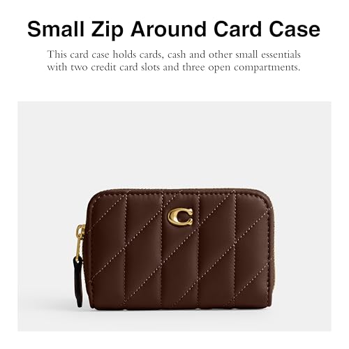 Coach Small Zip Around Card Case with Pillow Quilting - color: Maple, size: One Size