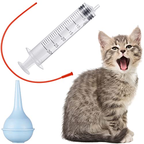 7 Pack Tube Feeding Kit, 8 FR Tubes & Syringes for Puppy Lamb Kitten | Whelping Newborn Care, Bulb Syringe Included, Goat Kid Foal Piglet Compatible, 10ml 30ml 60ml Syringes