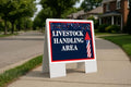 Livestock Handling Area 4Th Of July American Flag Usa Patriotic Fireworks Up Arrows A-Frame Single Sided 23x23 in. Yard Road Sign - size: Single A-Frame Up Directional Arrows