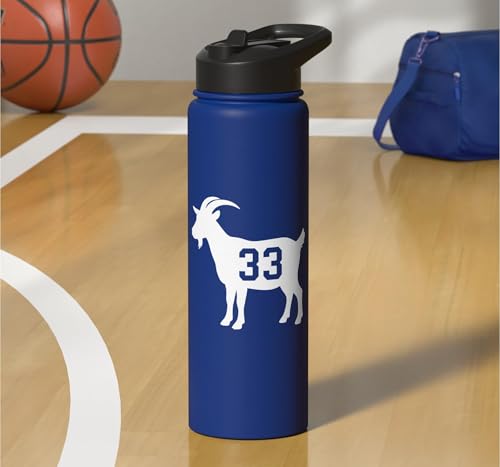 Goat 33 Kids Farm Animal Number Sports Barnyard Stainless Steel Insulated Water Bottle - color: Royal Blue