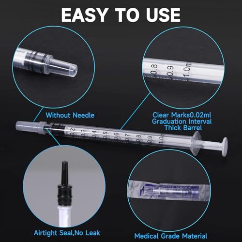 300 PCS 1ml Syringe Bulk with Cap,1cc Plastic Small Syringes with Cover, Liquid Measuring Syringe, Syringes Tools for Scientific Labs, Feeding Small Pets, Oil or Glue Applicator-Individually Sealed - style: 1ml