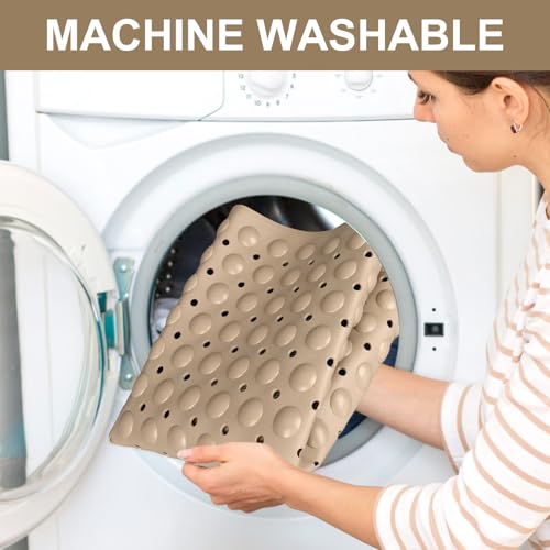 Shower Mat Non Slip, 36" x 24" Large Shower Floor Mat with Drain Holes and Suction Cups, Soft TPE Anti Slip Shower Stall Mats for Inside Shower, Machine Washable, Khaki - color: Khaki
