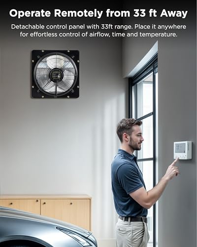 InoKraft 16 in Shutter Exhaust Fan, 2800 CFM Attic Fan, Wireless Control | 8-speed airflow, high-volume ventilation, weather-resistant shutters, ideal for large attics, garages, barns and coops - size: 16"