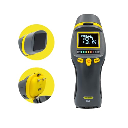General Tools MM9 Moisture Meter for Wood, Walls & Drywall Detection | Pin & Pinless wood moisture meter for walls & drywall. Moisture detector for firewood. Ideal for moisture testing wood. - size: Pin & Pinless