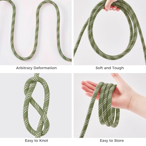 3/8 Inch 120ft Double Braided Polyester Arborist Rope, Heavy Duty Nylon Rope for Anchor, Tree Work, Cargo, Pulling, Sailing(ArmyGreen) - size: 3/8in x 120ft, style: Armygreen
