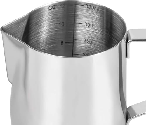 Saiveina Milk Frothing Pitcher, 12oz Milk Frother Cup Stainless Steel | Espresso Milk Pitcher, Milk Steamer Cup, Milk Jug, Milk Frother Pitcher, Milk Frothing Cup with Handle for Cappuccino Coffee - size: 12 Ounces (Jug)