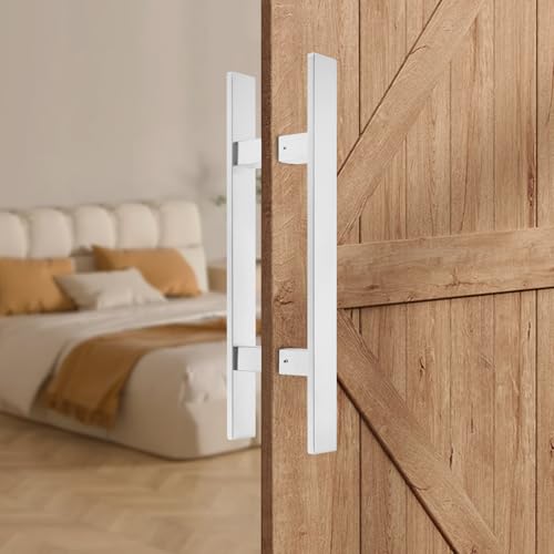 17 Inches Long 304 Stainless Steel Door Handle，Brushed Process Heavy-Duty Commercial Modern Door Pull Handle, for Doors with a Thickness of 12 mm, Silver