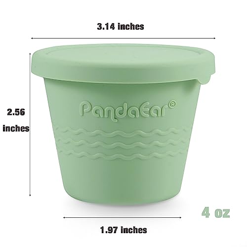 PandaEar 12 Pack Silicone Baby Food Storage Containers, 4 oz | Reusable Snack Containers Freezer Storage with Airtight Lids Leak Proof for Infants Kids Babies, Microwave & Dishwasher Safe