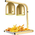 Food Heat Lamp with 2 x 250W Bulbs, 5000+ Hour Lifespan, Gold | 12"×20" Warming Area, UL-Tested, Adjustable Height Stand 22"-30", Commercial & Home Use Restaurant Buffet Bakery Catering - color: Gold